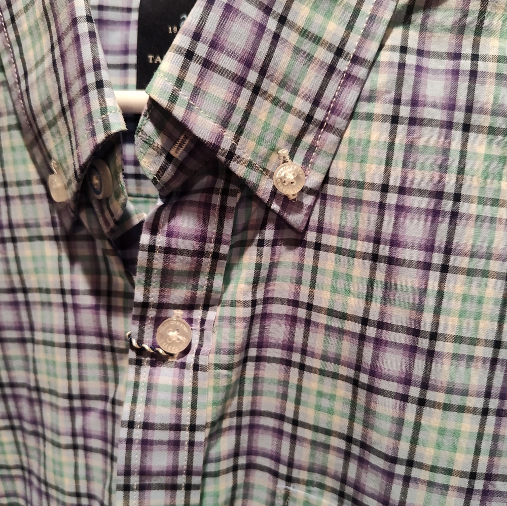 NWT Plaid Boy's Tailorbyrd Dress Shirt - Purple and Green, Size 10